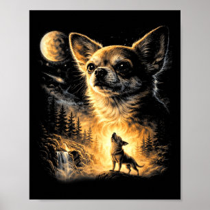 Chihuahua heult zum Mond 90er Retro-Hund-Meme Poster