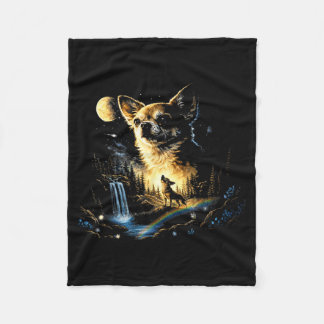 Chihuahua heult zum Mond vintage lustig Fleecedecke