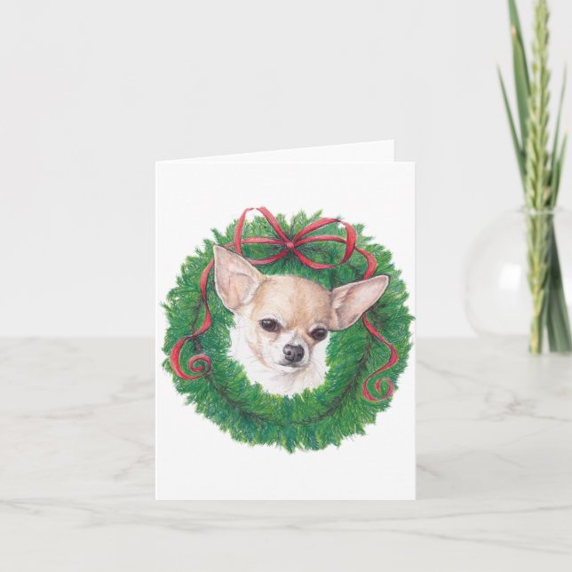 Chihuahua Holiday Hund Art Note Card Karte (Vorderseite)