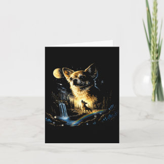 Chihuahua howling to the moon vintage funny karte