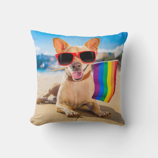 Chihuahua Hund am Strand Kissen (Vorderseite)