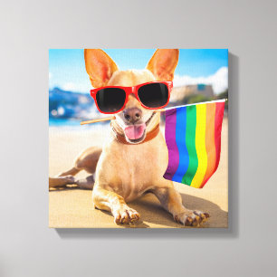 Chihuahua Hund am Strand Leinwanddruck