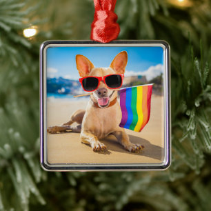 Chihuahua Hund am Strand Ornament Aus Metall