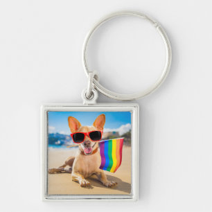 Chihuahua Hund am Strand Schlüsselanhänger