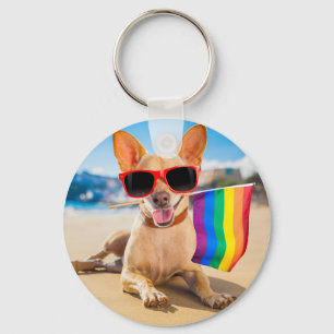 Chihuahua Hund am Strand Schlüsselanhänger
