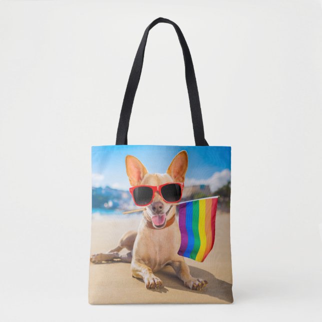 Chihuahua Hund am Strand Tasche (Vorderseite)