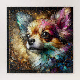 Chihuahua-Hund aus gefestigtem Glas, lebhaft abstr