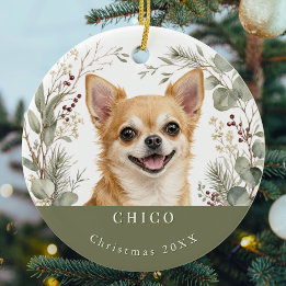 Chihuahua-Hund Bild Wasserfarbe Weihnachten Keramik Ornament