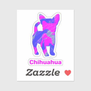 Chihuahua Hund Crazy Hot Pink und Blue Cut Sticker