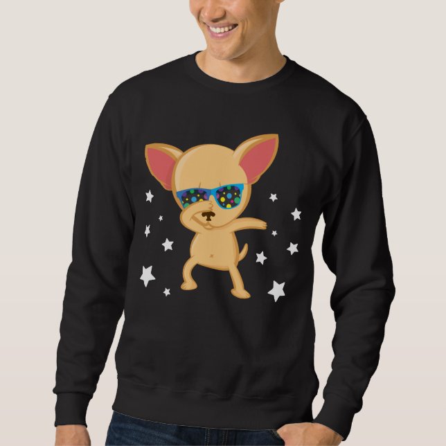 Chihuahua Hund Dabbing Stars Sonnenbrille Sweatshirt (Vorderseite)