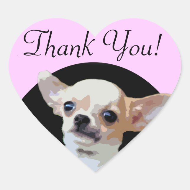Chihuahua Hund Danke Herzklopfen Herz-Aufkleber (Vorderseite)