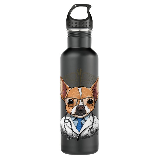 Chihuahua Hund Dog Dog Tierarzt Tierärztlicher Hun Edelstahlflasche (Vorderseite)