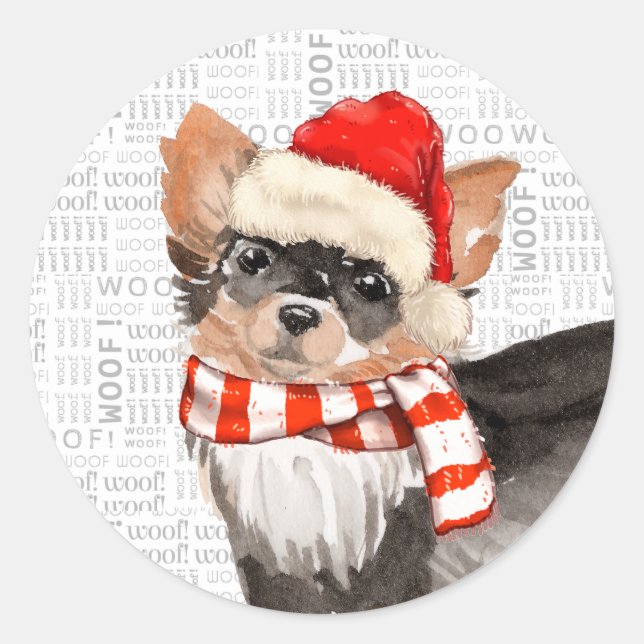 Chihuahua-Hund-Fleas-Navidog Runder Aufkleber (Vorderseite)