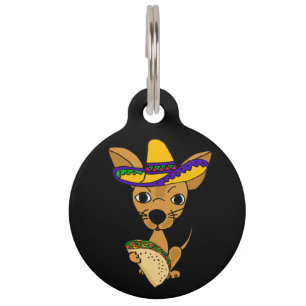 Chihuahua Hund frisst Taco Haustiermarke