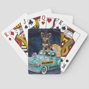 Chihuahua-Hund Halloween-LKW Gruselige Nacht Spielkarten