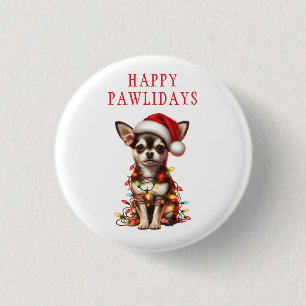 Chihuahua-Hund hing an Weihnachtslichtern Button