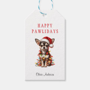 Chihuahua-Hund hing an Weihnachtslichtern Geschenkanhänger
