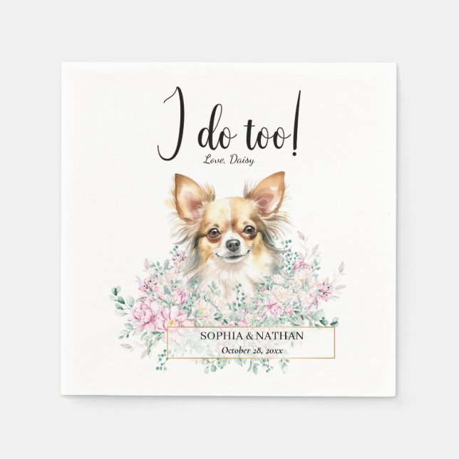 Chihuahua Hund Hochzeitcocktail Napkins Serviette (Vorderseite)