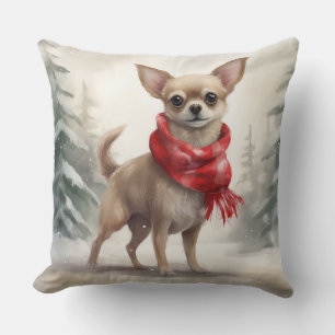 Chihuahua-Hund im Schnee Weihnachten  Kissen