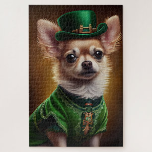 Chihuahua-Hund im St. Patrick's Day-Kleid