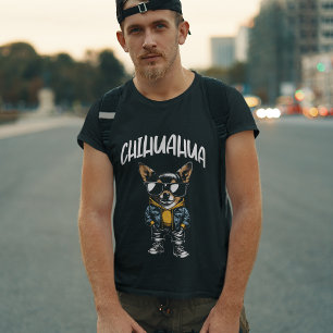Chihuahua Hund in Cooler Kleidung von Männern gekl T-Shirt