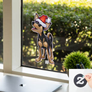 Chihuahua-Hund in einer Weihnachtsmannmütze Fensteraufkleber
