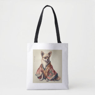 Chihuahua Hund in japanischer Kimono Robe Illustra Tasche