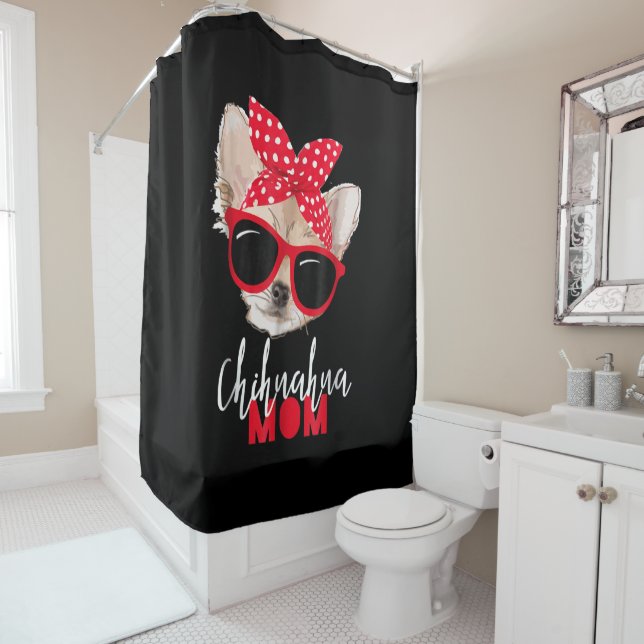 Chihuahua Hund Mama Sonnenbrille Niedliche Hundesp Duschvorhang (Beispiel)