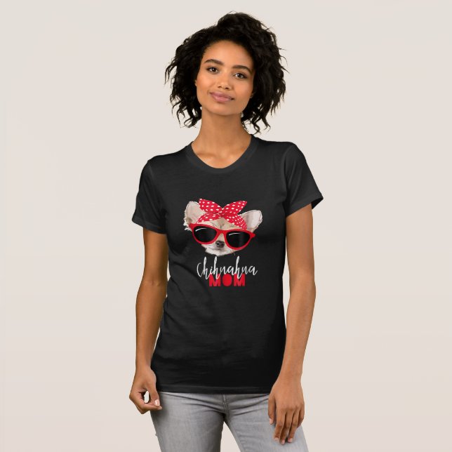 Chihuahua Hund Mama Sonnenbrille Niedliche Hundesp T-Shirt (Vorne ganz)