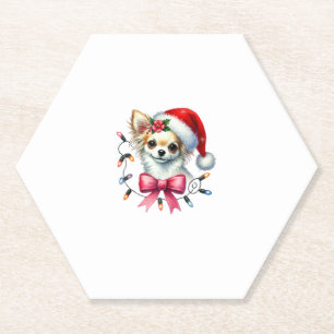Chihuahua Hund mit Coquette Bow Weihnachtsmatte Untersetzer