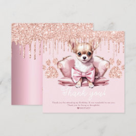 Chihuahua Hund mit Glitzer Birthday Party Dankeskarte