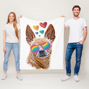 Chihuahua Hund mit HerzValentinstag Fleecedecke