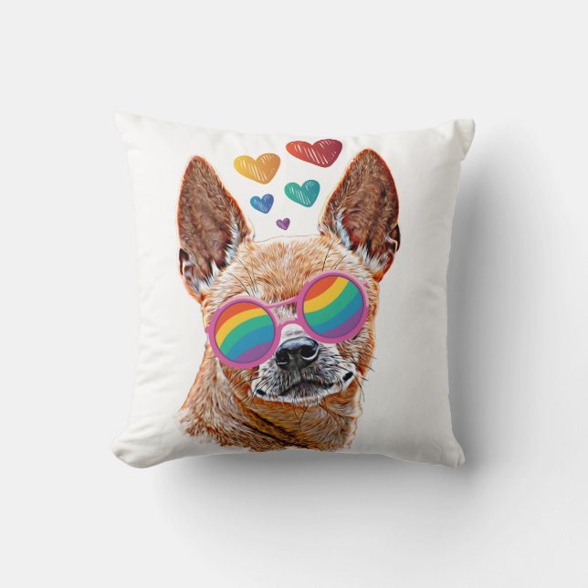 Chihuahua Hund mit HerzValentinstag Kissen (Vorderseite)