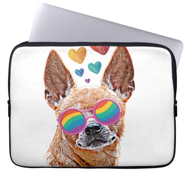 Chihuahua Hund mit HerzValentinstag Laptopschutzhülle (Vorderseite)
