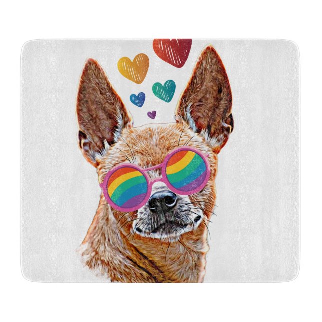 Chihuahua Hund mit HerzValentinstag Schneidebrett (Vorderseite)
