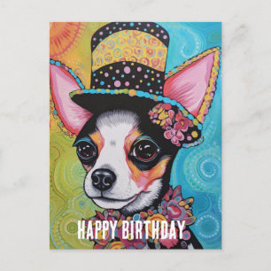 Chihuahua-Hund Mixed-Media Geburtstagskollage Postkarte