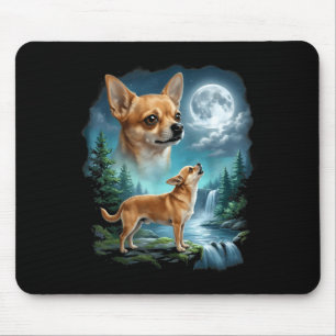 Chihuahua-Hund Mondnacht Kunst Chihuahua heult Mousepad