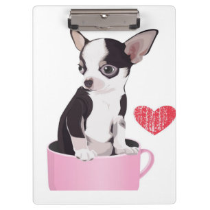 Chihuahua Hund Niedlich in Tasse Liebe Hund Klemmbrett