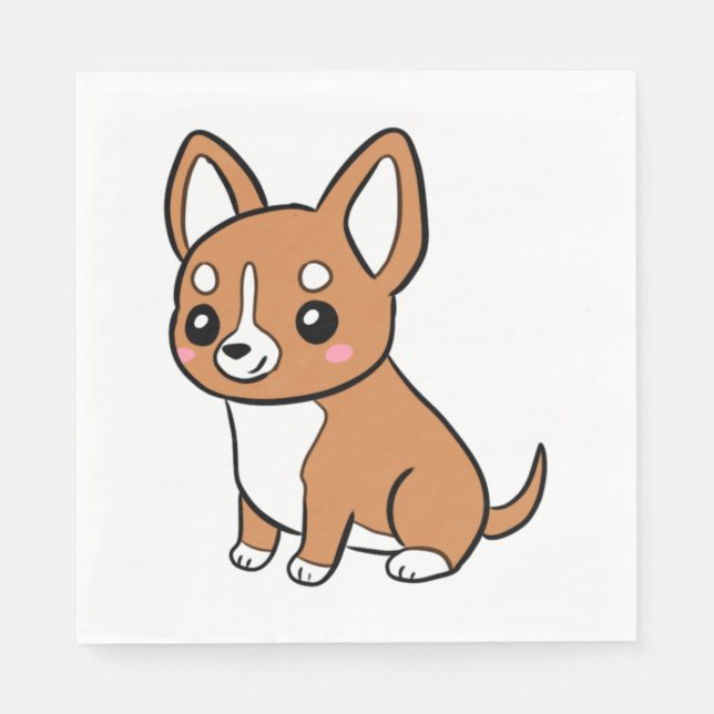 Chihuahua-Hund niedlicher Cartoon Serviette (Vorderseite)
