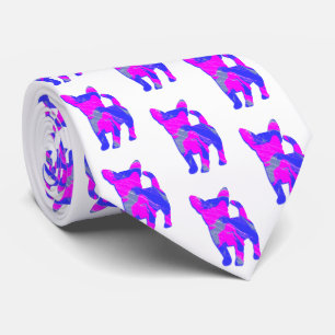 Chihuahua Hund Pink Silhouette Weiße Necke Krawatte