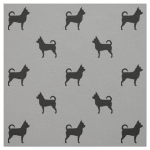 Chihuahua Hund Rasse Silhouetten Grau und Schwarz Stoff