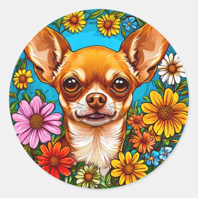 Chihuahua-Hund Runder Aufkleber (Vorderseite)