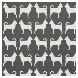 Chihuahua-Hund Silhouetten Grau-Weiß-Muster Stoff