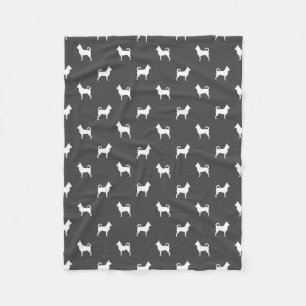 Chihuahua-Hund Silhouetten Muster Grau und Weiß Fleecedecke