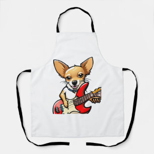 Chihuahua Hund spielt die elektrische Gitarre. Vec Schürze