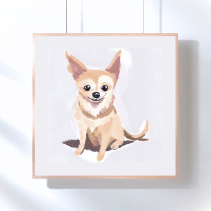 Chihuahua-Hund   Süßer Hund Haustier Welpe Wasserf Poster