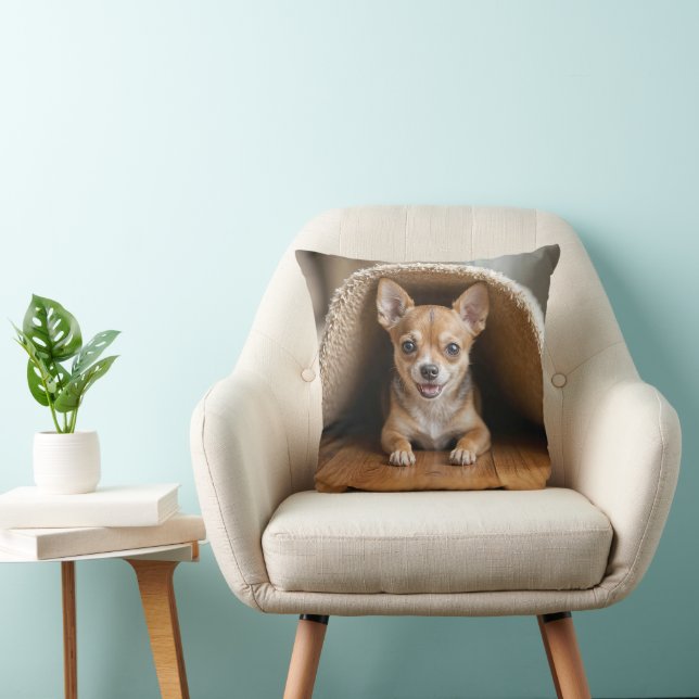 Chihuahua Hund unter einer Rug Kissen (Stuhl )