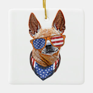 Chihuahua Hund USA Amerikanischer Unabhängigkeitst Keramikornament