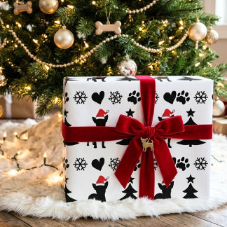 Chihuahua-Hund Weihnachts-Silhouette-Muster Geschenkpapier