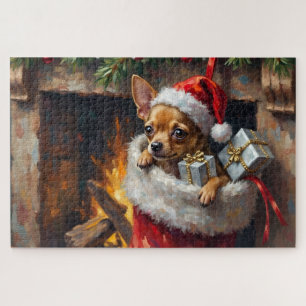 Chihuahua-Hund-Weihnachtsstrumpf-Überraschungskuns